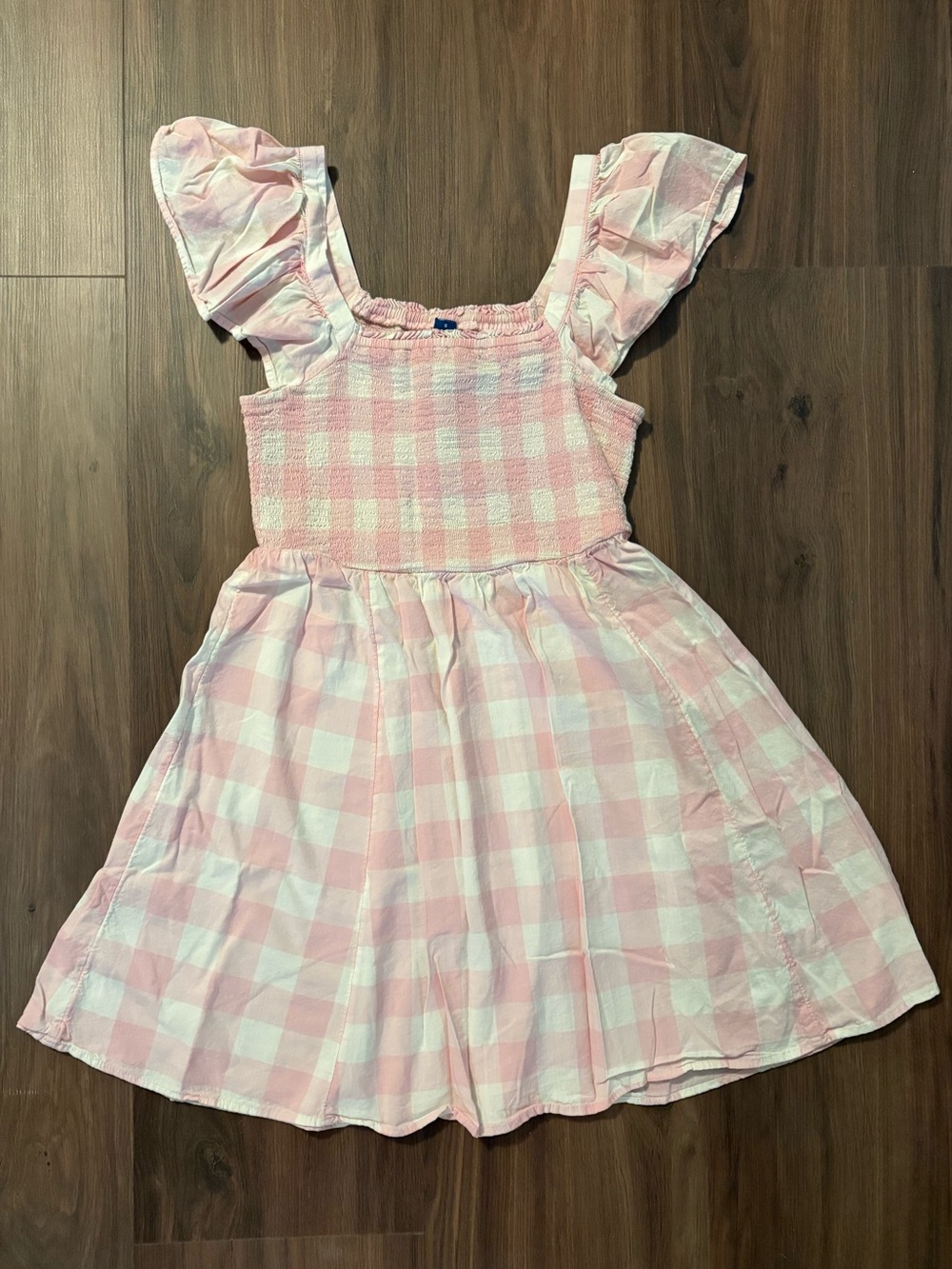 Women’s Old Navy Pink Gingham Smocked Mini Dress with Flutter Sleeve | Size S